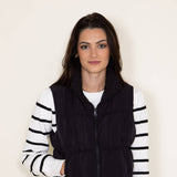 Love Tree Cropped Puffer Vest for Women in Black