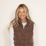 Love Tree Cropped Puffer Vest for Women in Brown