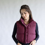 Love Tree Cropped Puffer Vest for Women in Burgundy