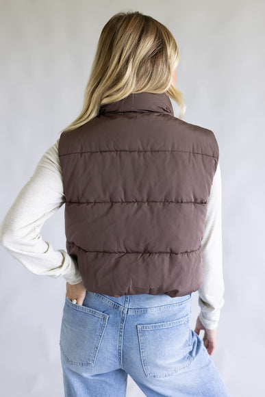 Love Tree Cropped Puffer Vest for Women in Espresso
