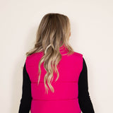 Love Tree Cropped Puffer Vest for Women in Fuchsia