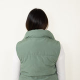 Love Tree Cropped Reversible Puffer Vest for Women in Olive/Beige