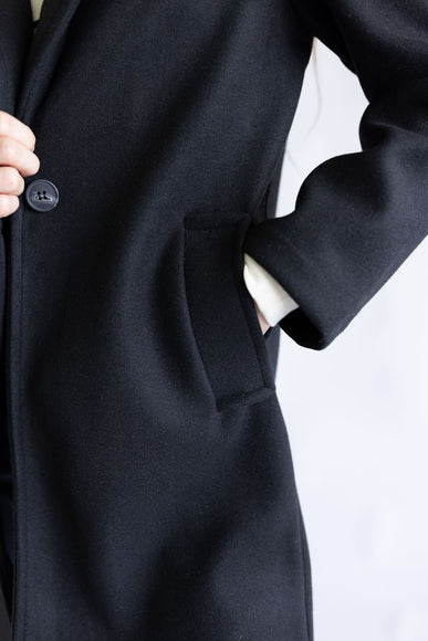 Love Tree One Button Long Coat for Women in Black