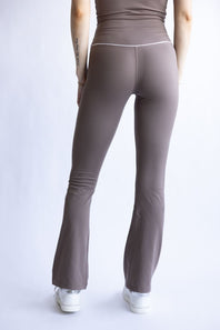 Love Tree Piping Detail Flare Leggings for Women in Mocha