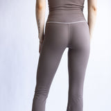 Love Tree Piping Detail Flare Leggings for Women in Mocha