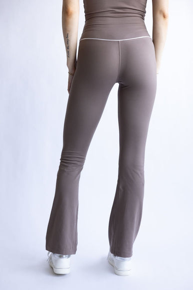 Love Tree Piping Detail Flare Leggings for Women in Mocha