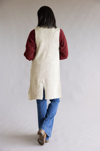 Love Tree Sleeveless Long Sweater Vest for Women in Oatmeal