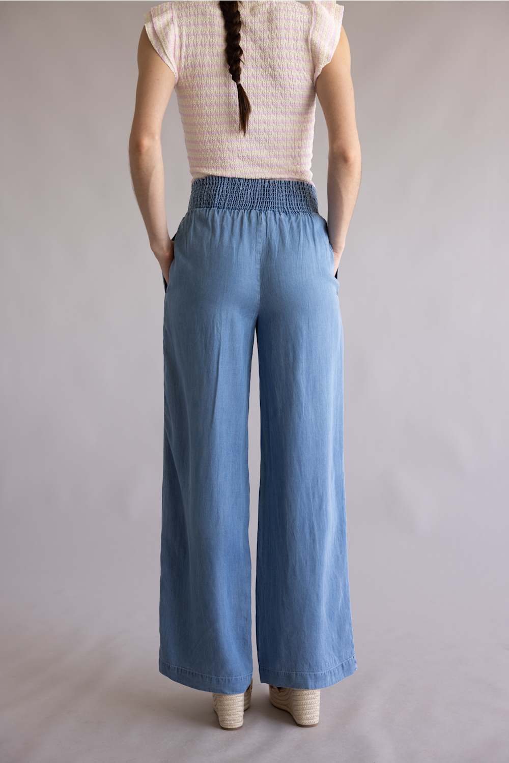 Love Tree tencel wide leg beach pants blue