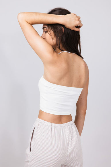 Love Tree Ruching Tube Top for Women in Off White