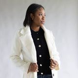 Love Tree Two Button Long Coat for Women in Ivory