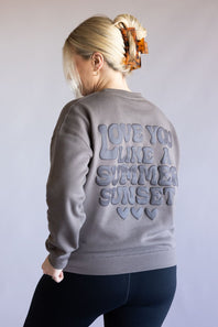 Love You Like A Summer Sunset Crewneck for Women in Fossil Brown