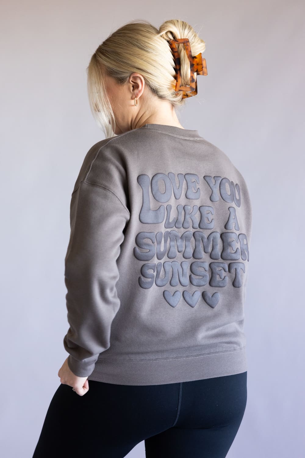 Love You Like A Summer Sunset Crewneck for Women in Fossil Brown