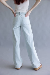 Lovervet by Vervet Striped High Rise Drawstring Wide Leg Jeans for Women | LV2262STR