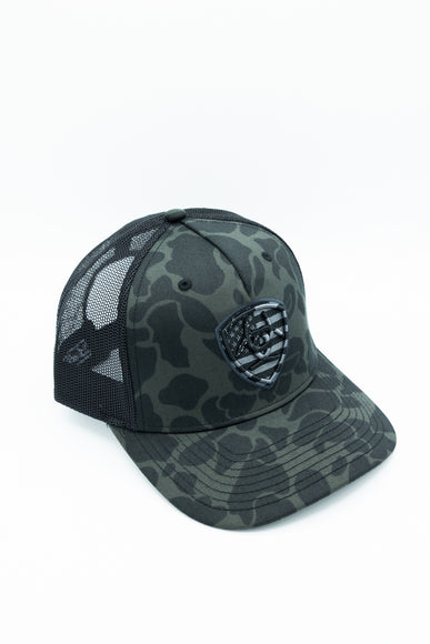 Ariat Embroidery Shield Snapback Hat for Men in Black