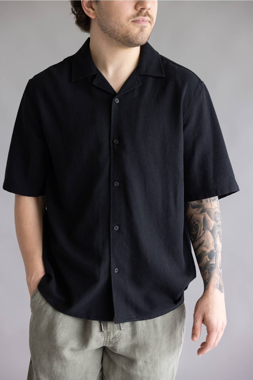 Industrie Marbella Button Up Shirt for Men in Black