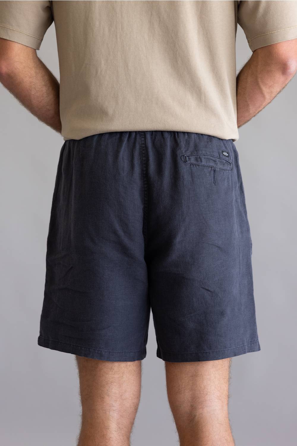 Industrie Marina Linen Shorts for Men in Dark Navy