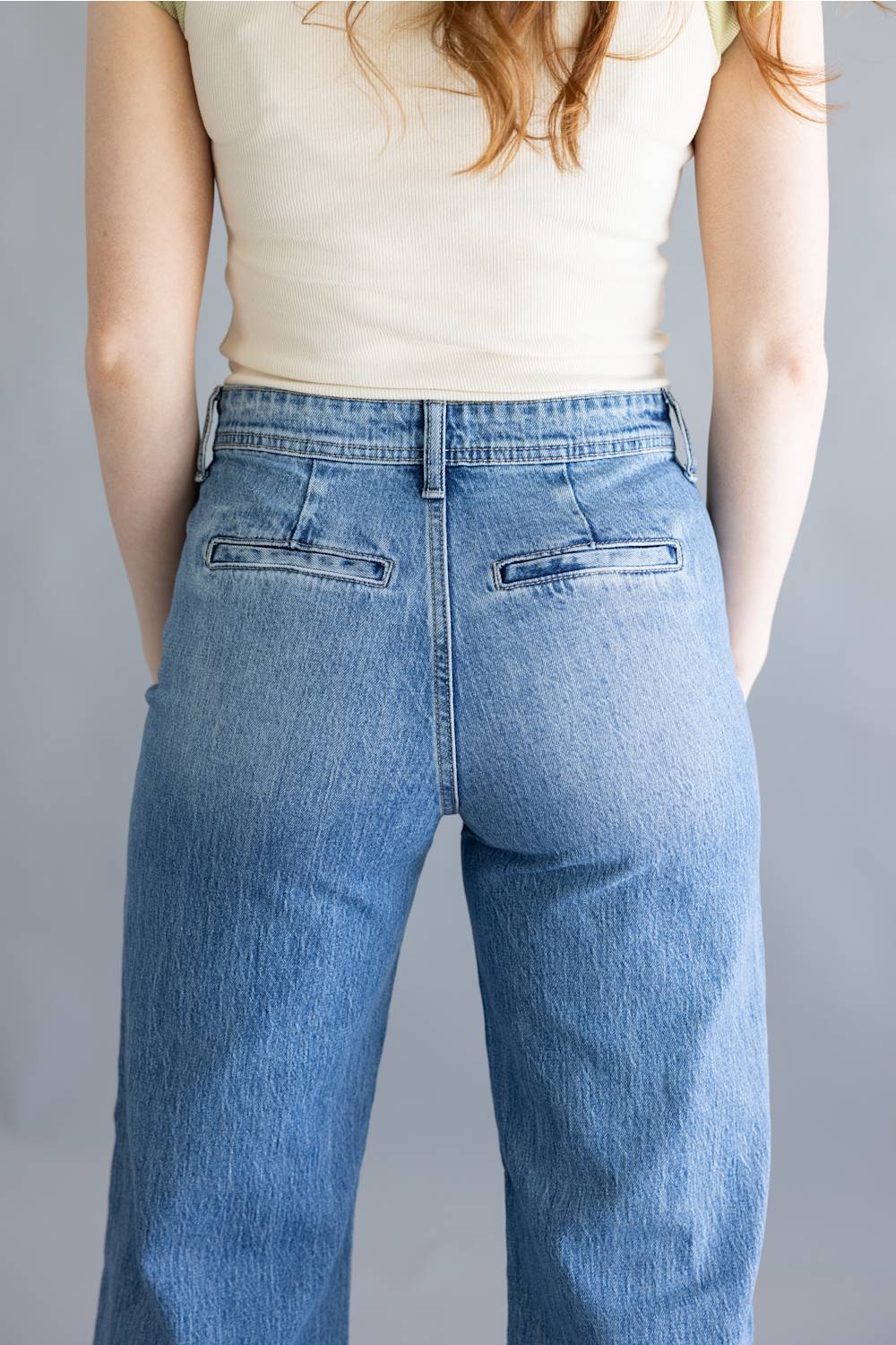 JBD Micro Patch Pocket Wide Leg Jeans for Women