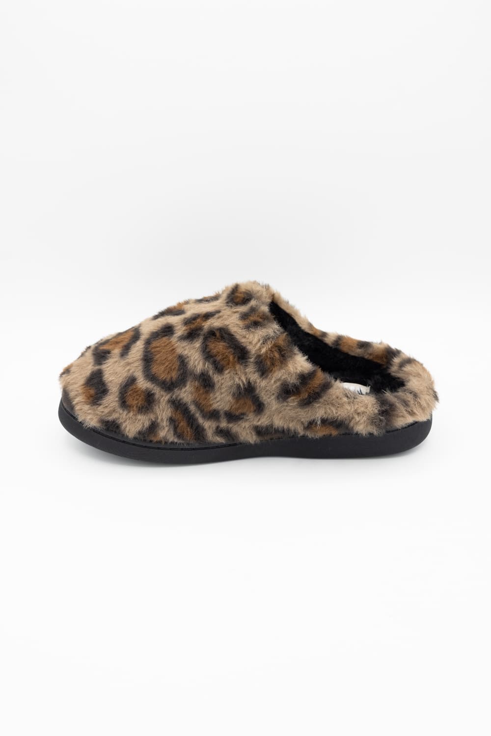 MIA Cozi Leopard Fur Slippers for Women in Black/Tan