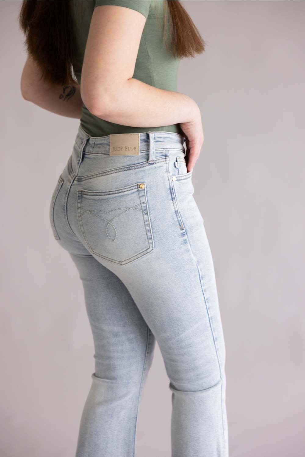 Judy Blue Mid Rise Kick Flare Jeans for Women