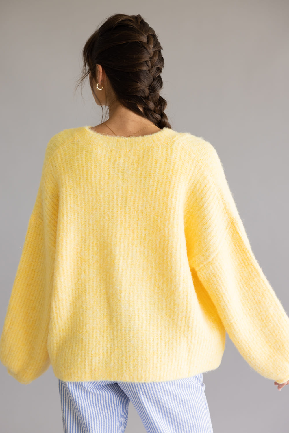 Mimosa Balloon Sleeve Knit Cardigan for Women in Yellow | MK7129
