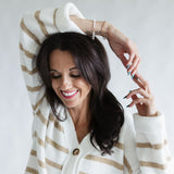 Miracle Stripe Cardigan Sweater for Women in Ivory