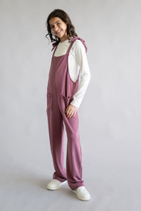 Moa Moa Overall Long Sleeve Tee Set for Girls in Mulberry
