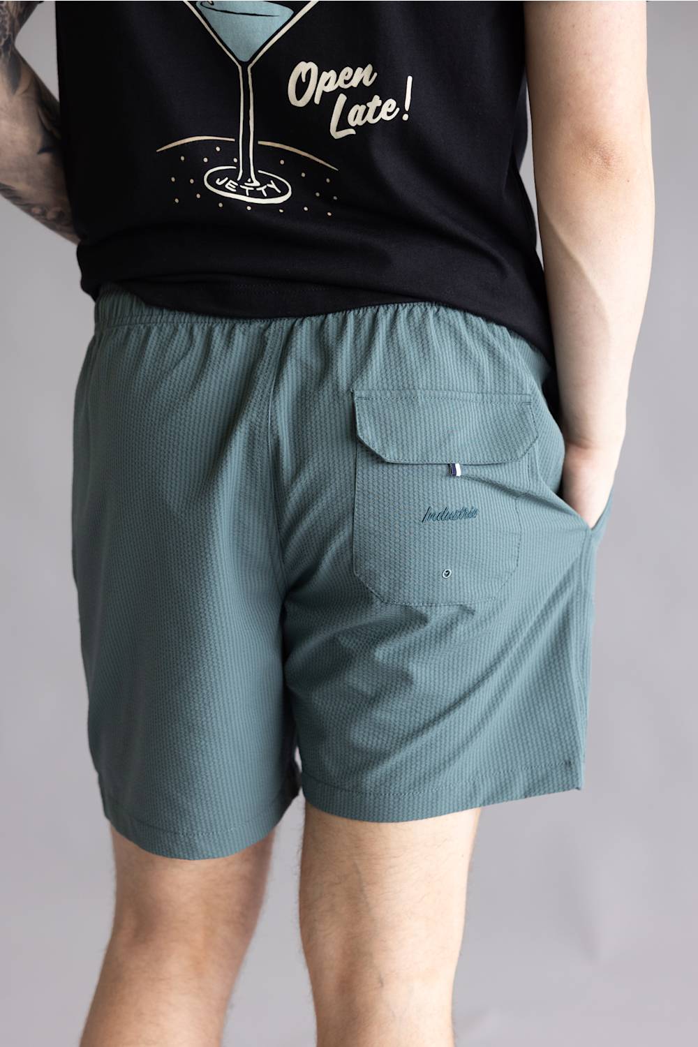 Industrie New Seersucker Swim Shorts for Men in Marine