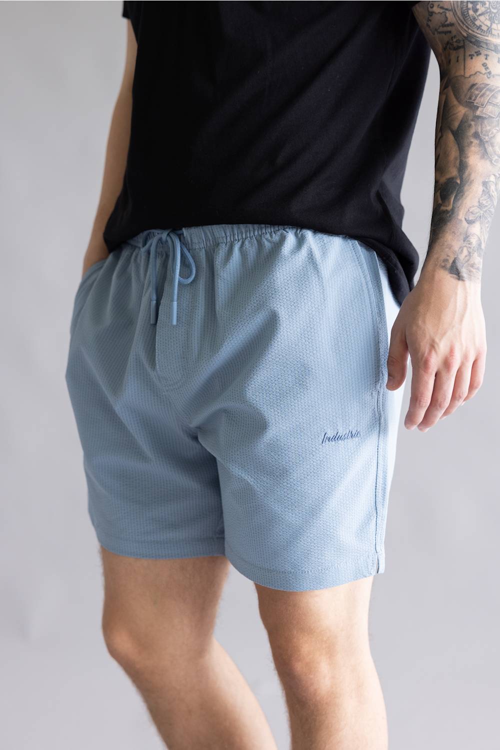 Industrie New Seersucker Swim Shorts for Men in Tropez Blue