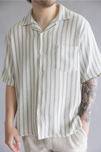 Industrie Cresta Woven Button Up Shirt for Men in Blue/Off White