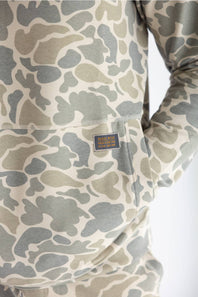 camo hoodie on man