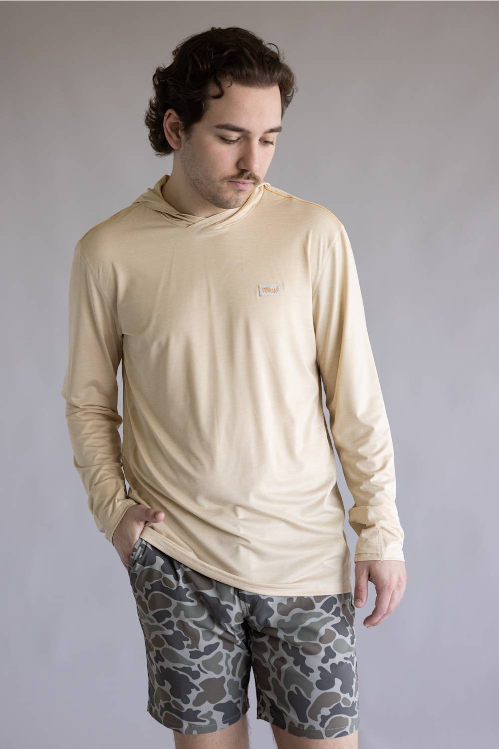 Marsh Wear High Noon Tech Hoodie for Men in New Wheat Heather