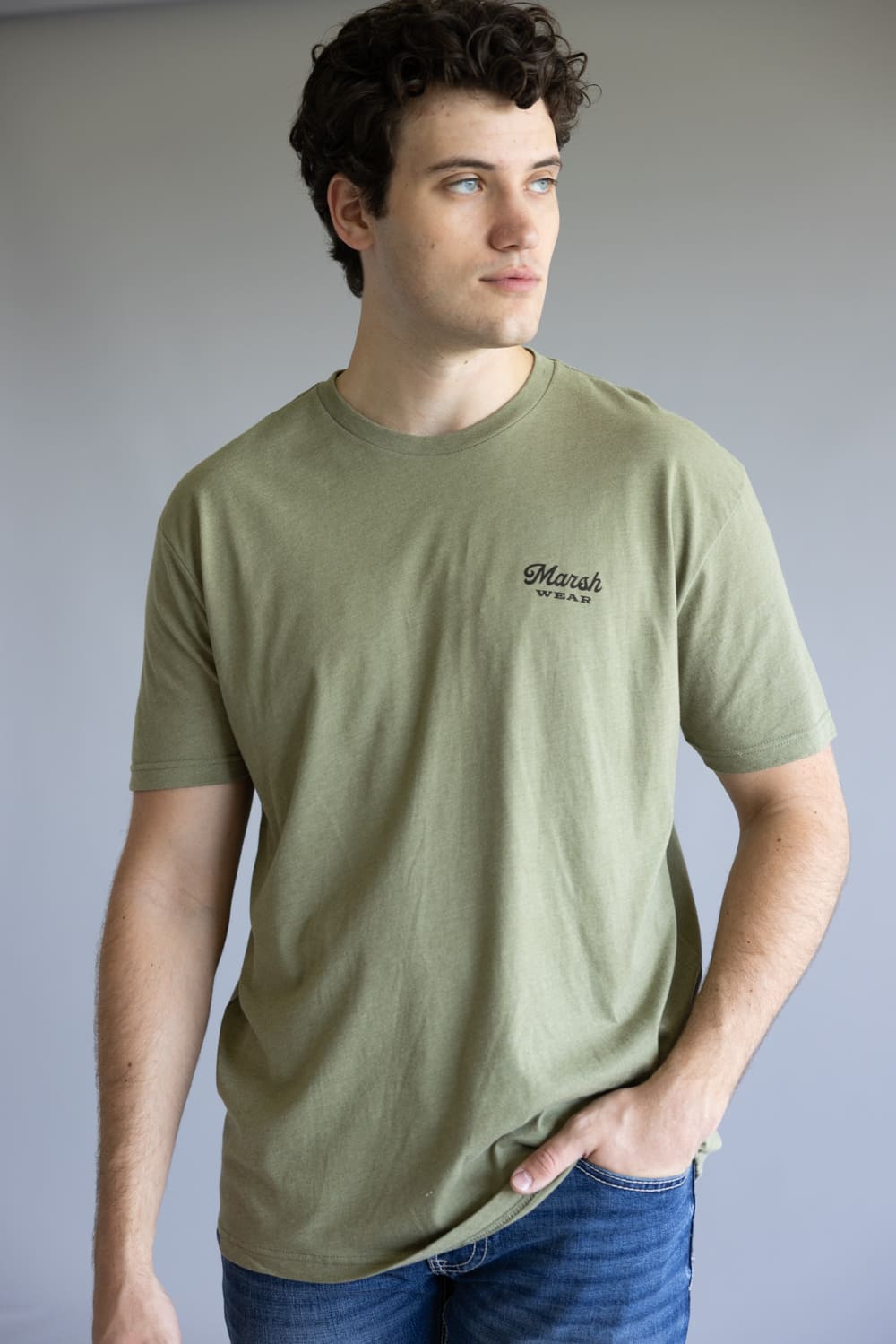 Marsh Wear Paddling Duck T-Shirt for Men in Green Heather