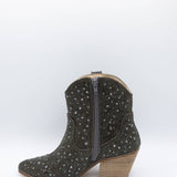 Matisse Harlow Rhinestone Cowboy Booties for Women in Smoke Black