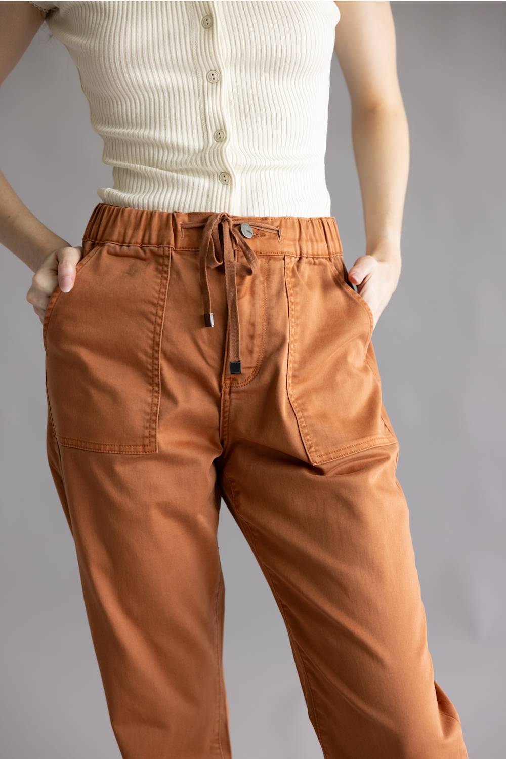 Mica Cropped Jogger Pants for Women in Clay