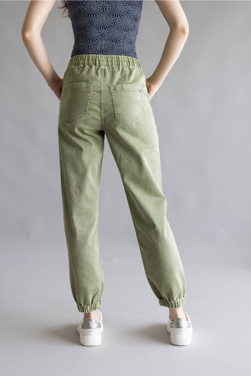 Mica Cropped Jogger Pants for Women in Olive