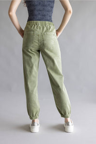 Mica Cropped Jogger Pants for Women in Olive