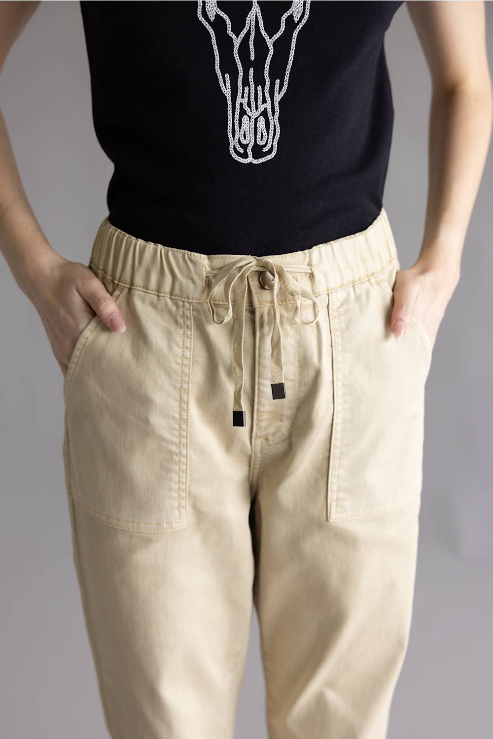 Mica Cropped Jogger Pants for Women in Tan
