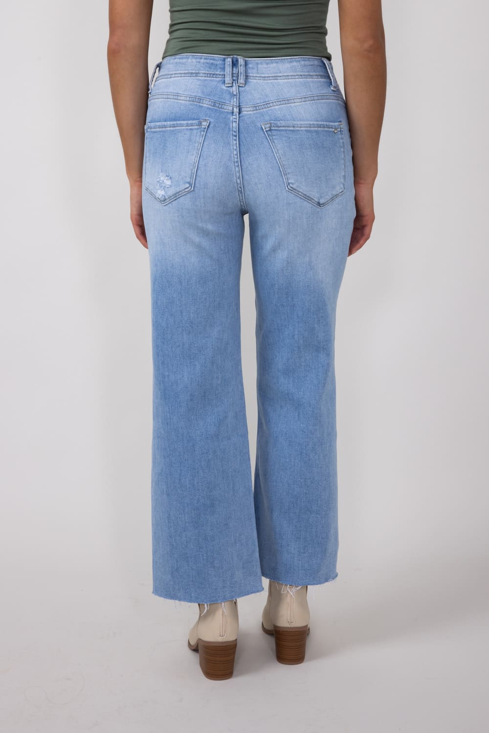 Mica High-Rise Light Wash Clean Cropped Wide Leg Jeans for Women