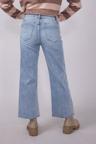 Mica High Rise Wide Leg Raw Hem Jeans for Women