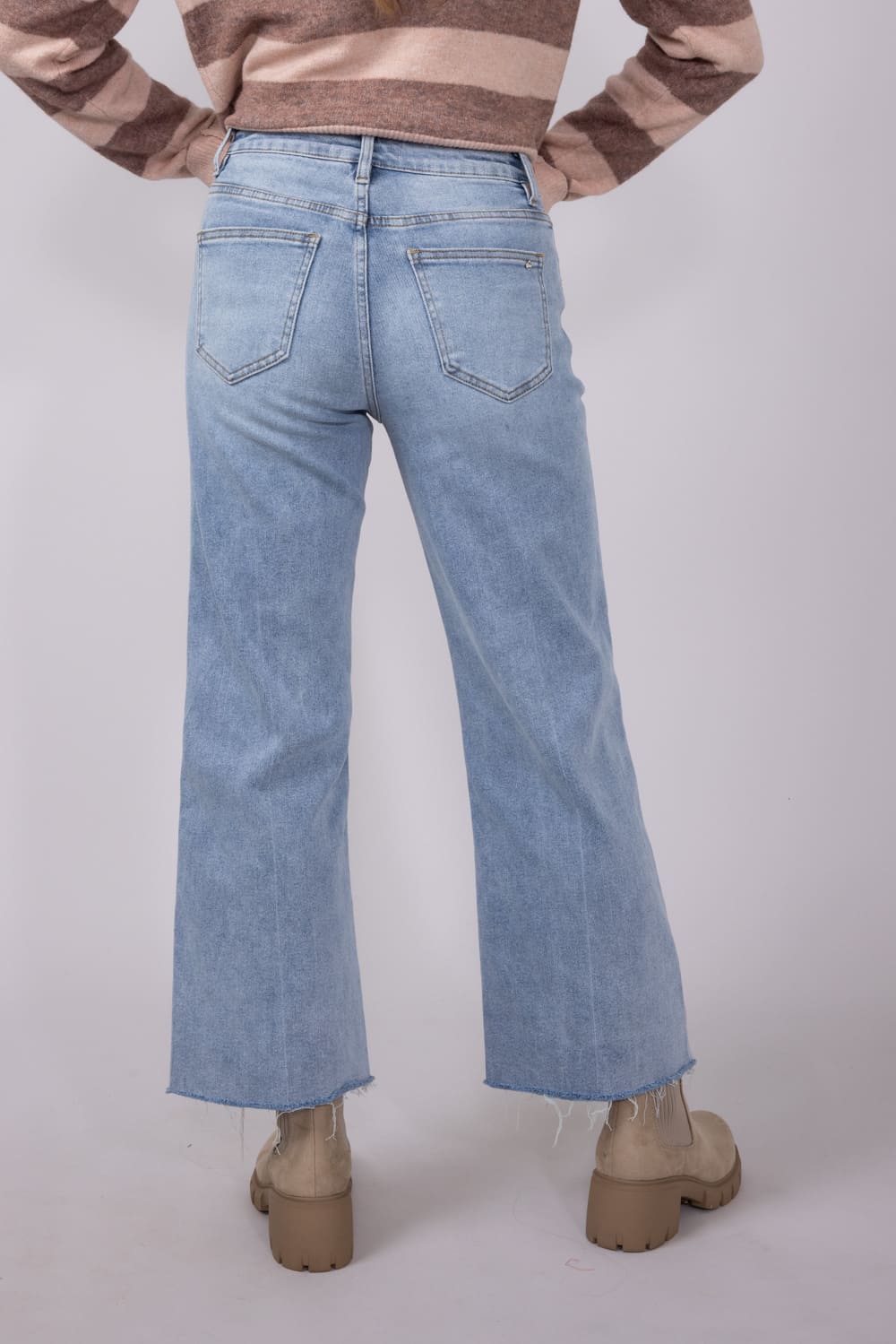 Mica High Rise Wide Leg Raw Hem Jeans for Women