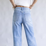 Mica Med Rise Raw Hem Cuffed Barrel Jeans for Women