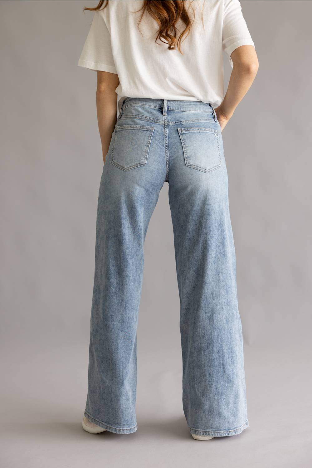 Mica Mid Rise Side Panel Wide Leg Jeans for Women