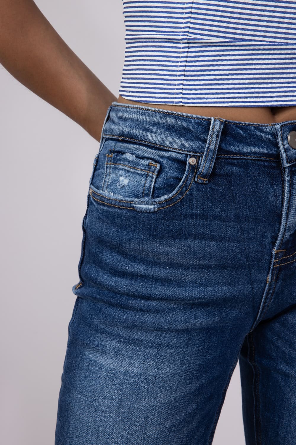 Mica Mid Rise Straight Leg Cuffed Jeans for Women