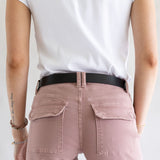 Mica Mid Rise Wide Leg Cargo Jeans for Women in Mauve