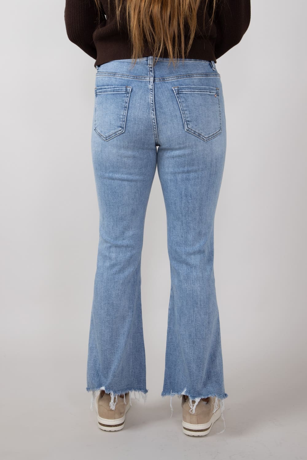 Mica High Rise Crop Flare Shark Hem Jeans for Women | MDP-F124