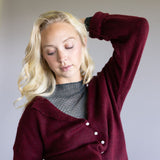 Mimosa Classic Lightweight Cardigan Top for Women in Burgundy