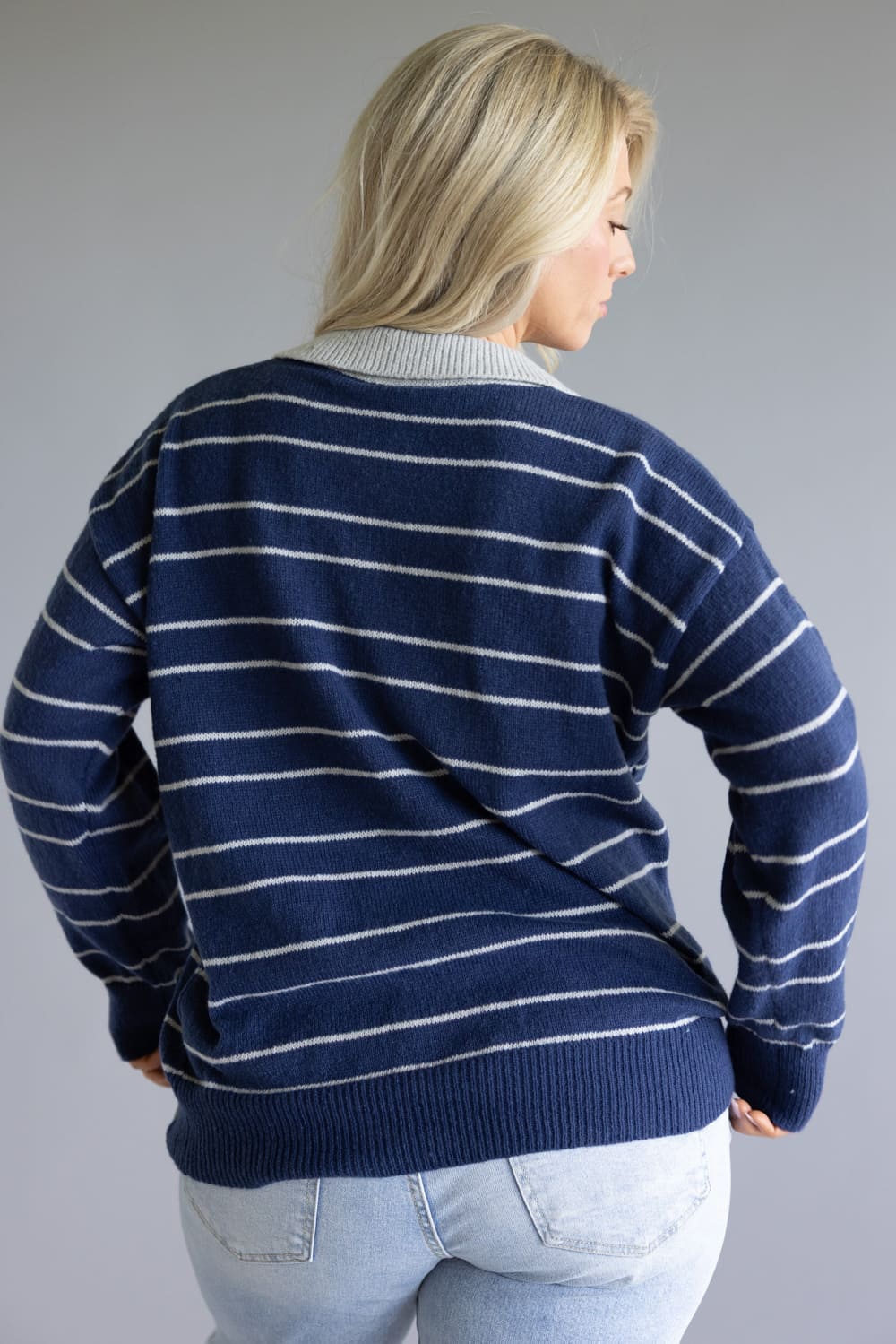 Mimosa Polo Stripe Sweater for Women in Navy
