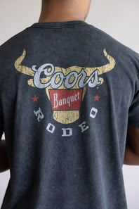 Mineral Wash Coors Rodeo Steer Head T-Shirt for Men in Black
