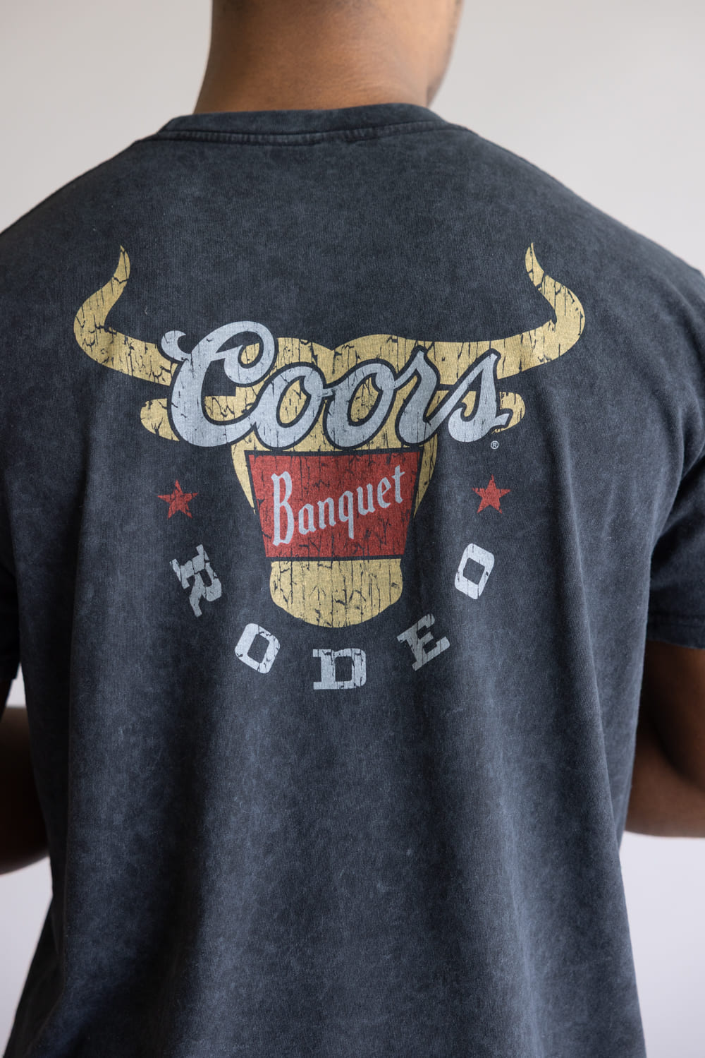 Mineral Wash Coors Rodeo Steer Head T-Shirt for Men in Black