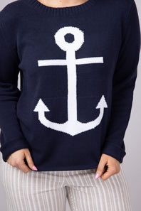 Miracle Anchor Lightweight Sweater for Women in Navy